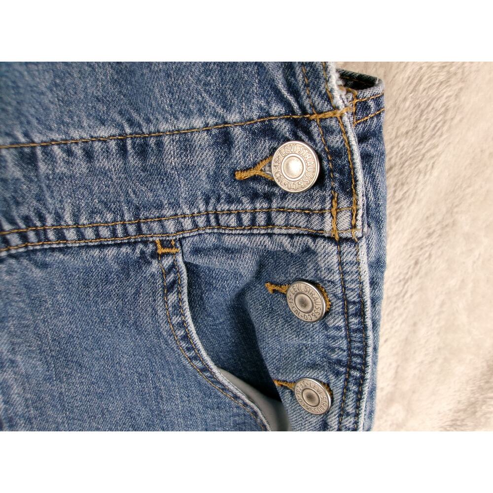 Levi’s Denim Shortalls Womens Medium Blue Bib Overall Shorts M - Picture 3 of 8